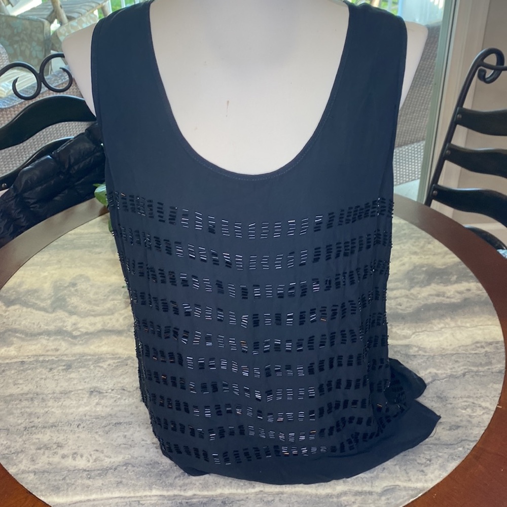 Isabel Lu 100% Silk Beaded Tank Top size large